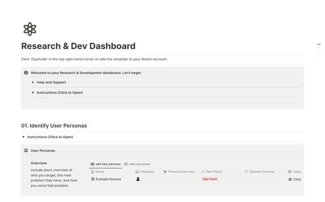 Research & Dev Dashboard